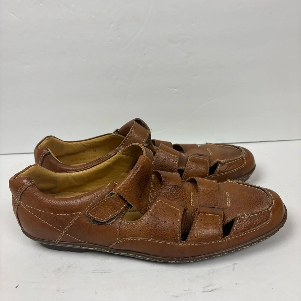 Sandro Tan Brown Leather Fisherman Sandals Comfort And Gel Mens size 9.5 D